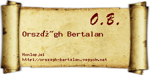 Országh Bertalan névjegykártya